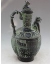 精雕獸頭 酒壺 
